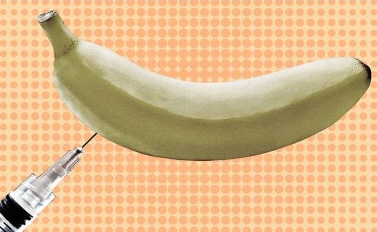 injection penis enlargement using a banana as an example